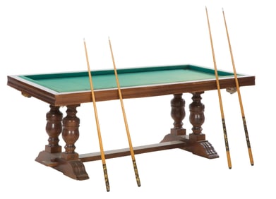 Henry II Style English Combination Billiards and Dining Table, early 20th C., Table- H.- 29 1/2 in.,