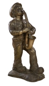 Tad Thunder (American, 20th/21st Century), "Boy with Saxophone," H.- 36 in., W.- 19 1/2 in., D.- 11