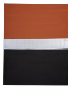 Allen Melton (American/Mississippi, b. 1964), "Untitled: Orange, Silver and Black Abstract," H.- 48