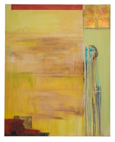 Allen Melton (American/Mississippi, b. 1964), "Untitled: Abstract in Yellow and Green Pastels with