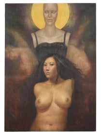 Chinese School, "Female Nude with Haloed Mannequin," 2008, H.- 42 in., W.- 30 in.