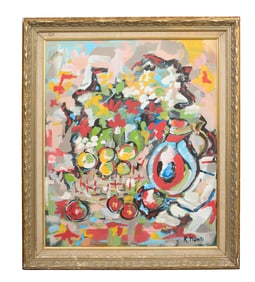 Rocco "R. Monti" Monticolo (Italian, b. 1931), "Mid-Century Abstract Still Life," Sight- H.- 24 in.,