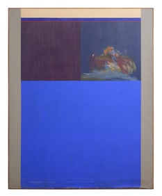 American School (20th Century), "Abstraction in Blue," Sight- H.- 60 in., W.- 48 in., Framed- H.- 60