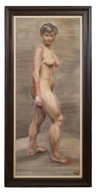 Jane Downs Carter (American/California, mid-20th Century), "Large Standing Female Nude," Sight- H.-