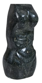 Black Marble Sculpture of a Female Torso, 20th c., H.-17 in., W.- D. 6 in., W.- 6 in.