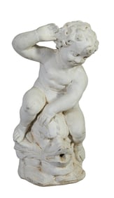 Iron Putti Fountain, 20th c., H.- 20 in., W.- 10. in., D.- 13 in.