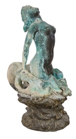 Patinated Bronze Mermaid Figure, 20th c., H.- 33 in., W.- 16 in., D.- 18 in.