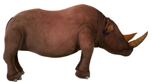 Large Stuffed Rhino Figure, 20th c., H.- 48 in., W.- 96 in., D.- 23 in.