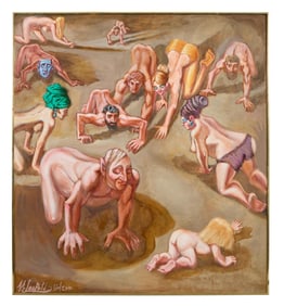 Herbert Leopold (American, 920-2009), "The Beach Crawlers," Sight- H.- 32 3/4 in., W.- 29 1/2 in.,