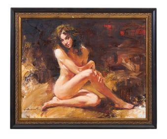 Andrew Atroshenko (Russian, b. 1965), "Naked Beauty," Sight- H.- 24 in., W.- 30 in., Framed- H.- 28