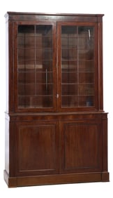English Regency Walnut Bookcase, early 19th c., H.- 95 1/4 in., W.- 57 1/2 in., D.- 21 1/2 in.