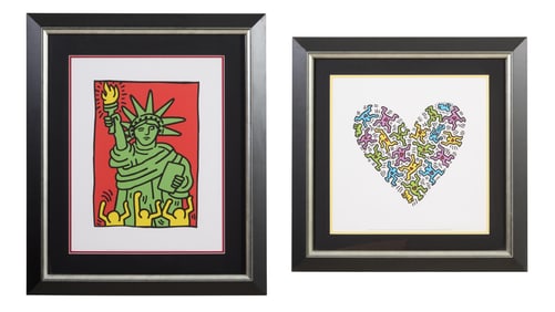 Keith Harring (American, 1958-1990), "Statue of Liberty (1986)" and "Heart (1985)," First Sight- H.-