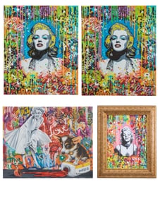 Nastya Rovenskaya (Russian, b. 1976), Four Marilyn Monroes, including "Pink Marilyn with Dog," "Pink
