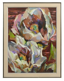 Ann Roman Siegel (American, 1910-2003), "Abstract Magnolia Flowers," Sight- H.- 40 in., W.- 30 in.,