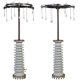 Pair of Unusual "Power Line" Lights, 20th c., Each- H.- 92 in., Dia. 40 in. (2 Pcs.)