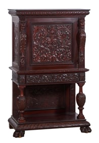 French Henry II Carved Mahogany Secretaire a Abattant, late 19th c., H.- 55 1/2 in., W.- 38 in., D.-