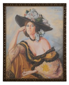 Sheldon Schonberg (American, 1926-2012), "Portrait of a Lady," Sight- H.- 31 in., W.- 25 in.,