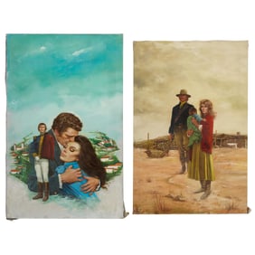 Lou Marchetti (Italian/American, 1920-1992), Two Historical Romance Novel Book Cover Illustrations,