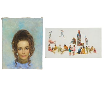 Lou Marchetti (Italian/American, 1920-1992), Two Studies for Book Cover Illustrations, consisting of
