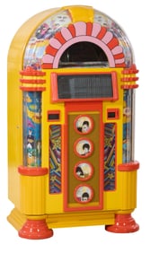 Rock-Ola Beatles Yellow Submarine Jukebox, 2001, H.- 63 in., W.- 33 in., D.- 27 in.