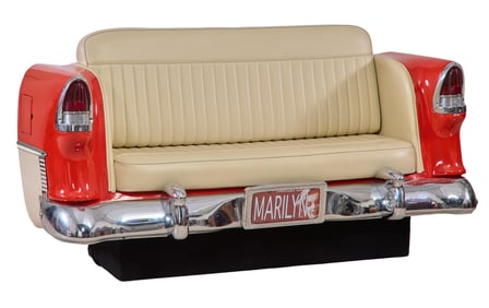 1955 Chevrolet Car Seat Couch, H.- 38 1/2 in., W.- 67 in., D.- 31 in.