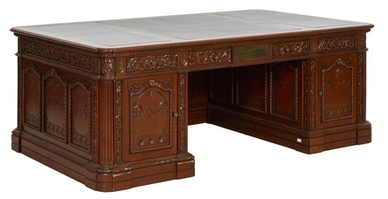 Replica of "The Resolute Desk," 20th c., H.- 29 in., W.- 82 in., D.- 50 in.