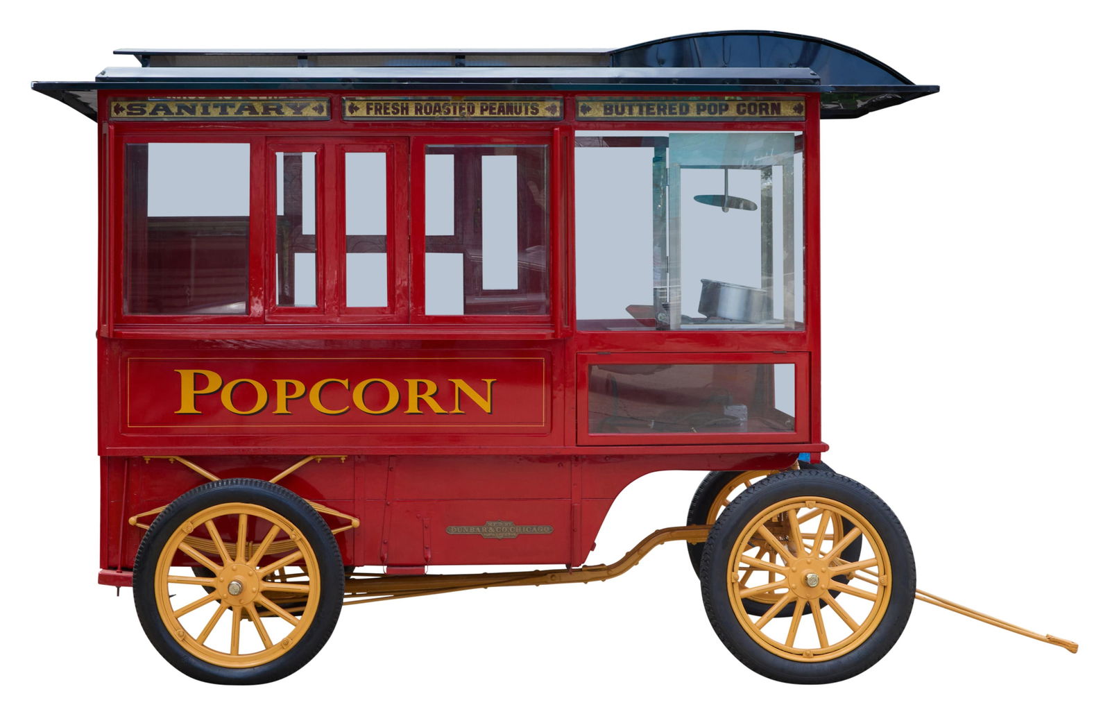 Dunbar & Co. Popcorn Wagon, early 20th c., H.- 87 1/2 in., L.- 156 in., D.- 60 in. (1 of 9)
