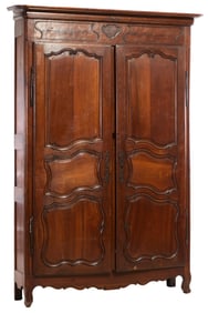 Unusual French Provincial Louis XV Style Corner Armoire, late 19th c., H.- 96 1/2 in., W.- 50 in.,