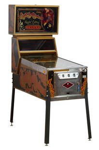 Eight Ball Deluxe Pinball Machine, 1981, H.- 69 1/2 in, W.- 27 in., D.- 53 in.: Eight Ball Deluxe Pinball Machine, 1981, manufactured by Bally Manufacturing Co., model 1220, production run of 8,250 units, designed by George Christian with artwork by Margaret Hudson, 4-player soli