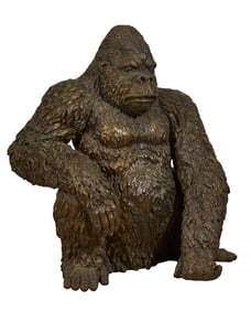 Life-Sized Bronze Seated Gorilla, 20th c., H.- 47 1/2 in., W.- 47 1/2 in., D.- 31 1/2 in.