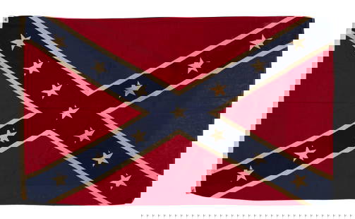 Vintage Confederate Flag, H.- 35 in., W.- 60 in.: Vintage Confederate Flag, with 13 stars, H.- 35 in., W.- 60 in.
