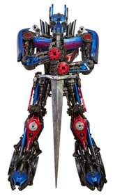 Large Contemporary Metal Sculpture of Optimus Prime, 21st C., designed by Kalifano, H.- 183 in., W.-