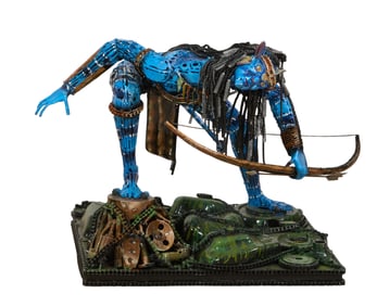 Large Contemporary Metal Sculpture of Avatar Neytiri, 21st C., designed by Kalifano, H.- 34 in., W.-