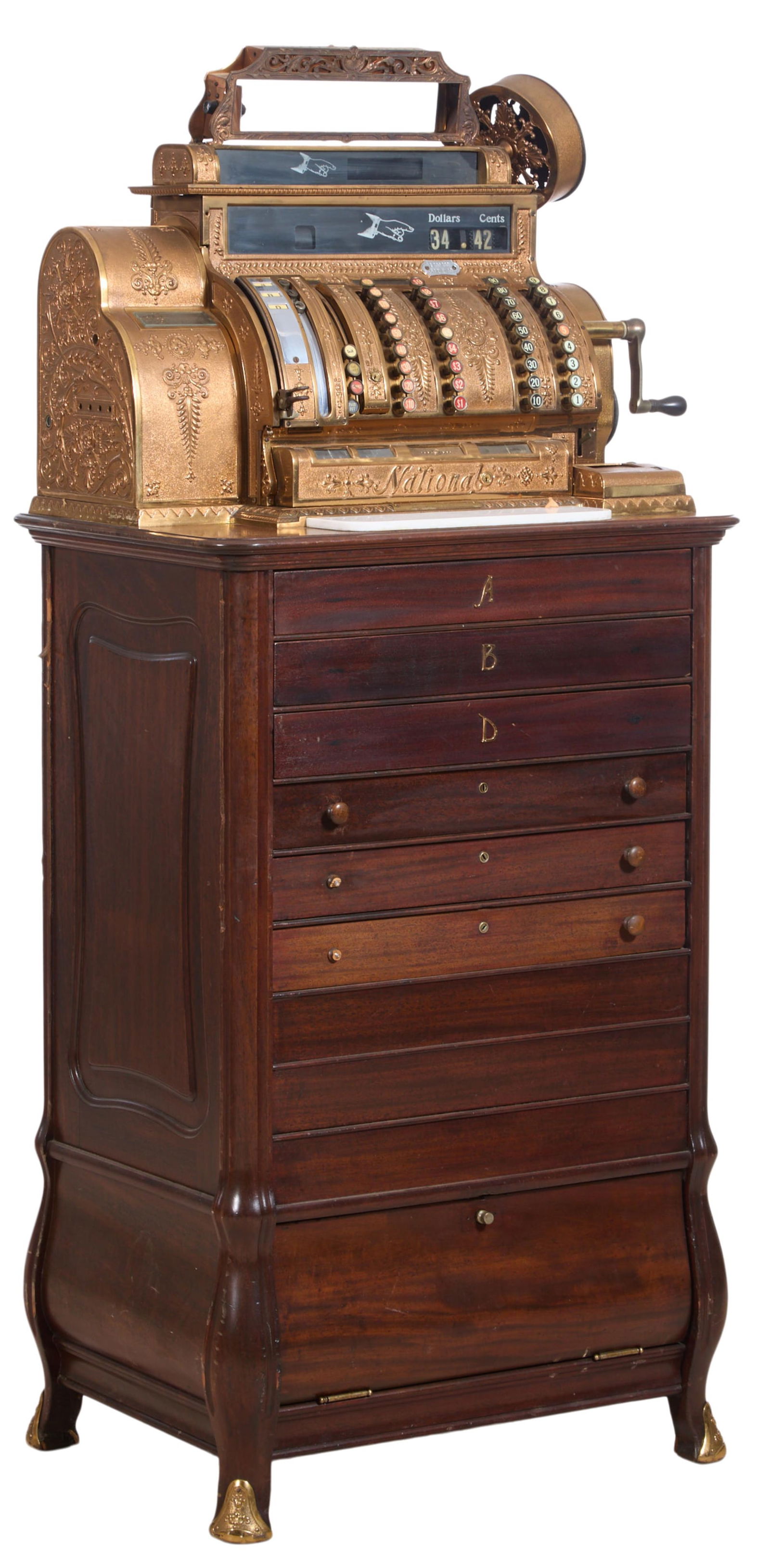 Ncr Model 2114 1906 Digital Brass Cash Register