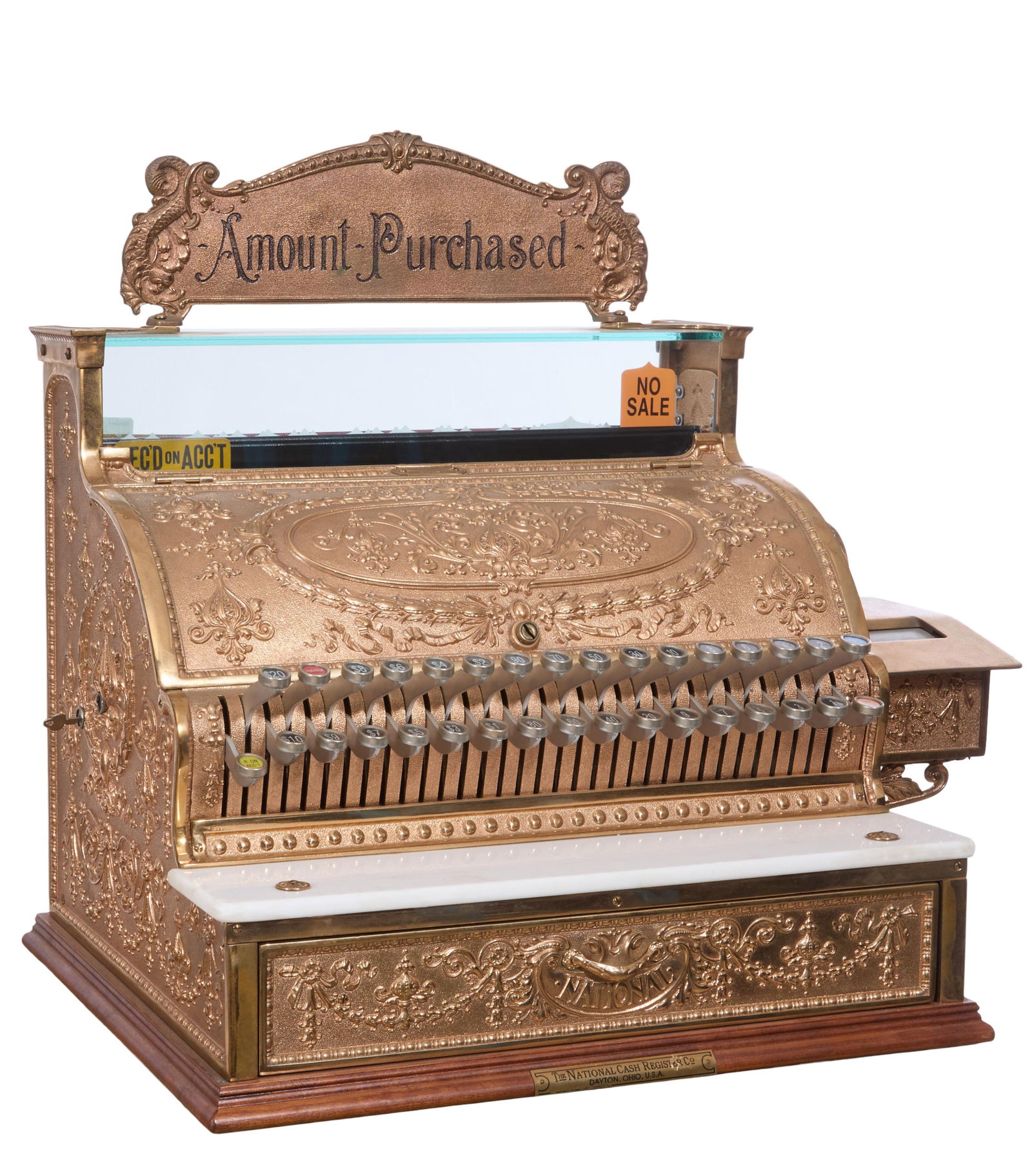 Antique Brass National Cash Register Model 356-G, H.- 22 in., W.- 25 in., D.- 16 in. (1 of 3)