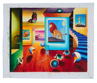 Alexander Astahov (Russian, b. 1955), "Lion King and the Gallery of Disney," H.- 20 in., W.- 24 in.