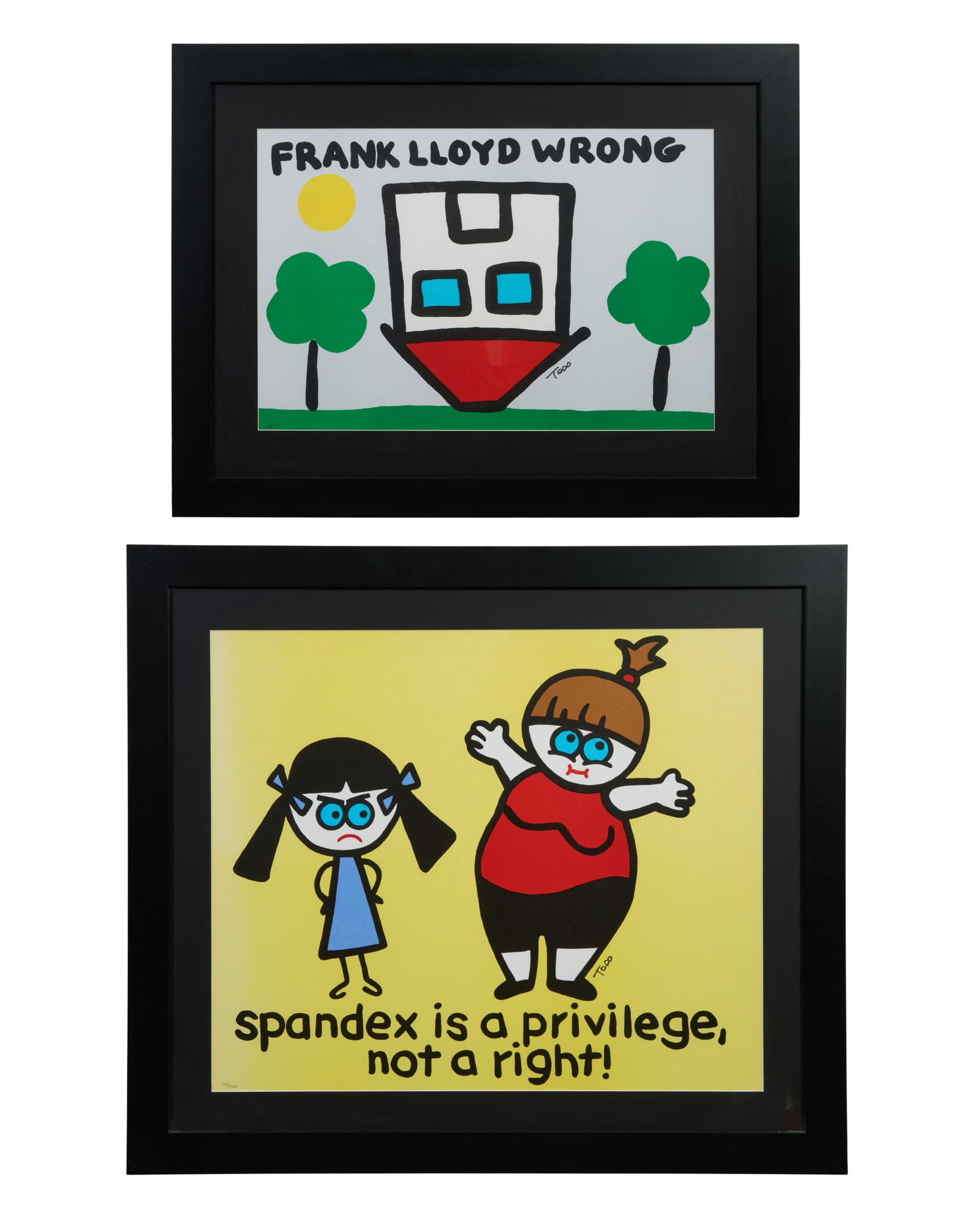 Todd Harris Goldman (American/Florida, b. 1969), "Frank Lloyd Wrong," and "Spandex is a Privilege (1 of 12)