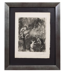 Marc Chagall (Russian/Paris, 1887-1985), "The Wolf Pleading Against the Fox Before the Monkey," from