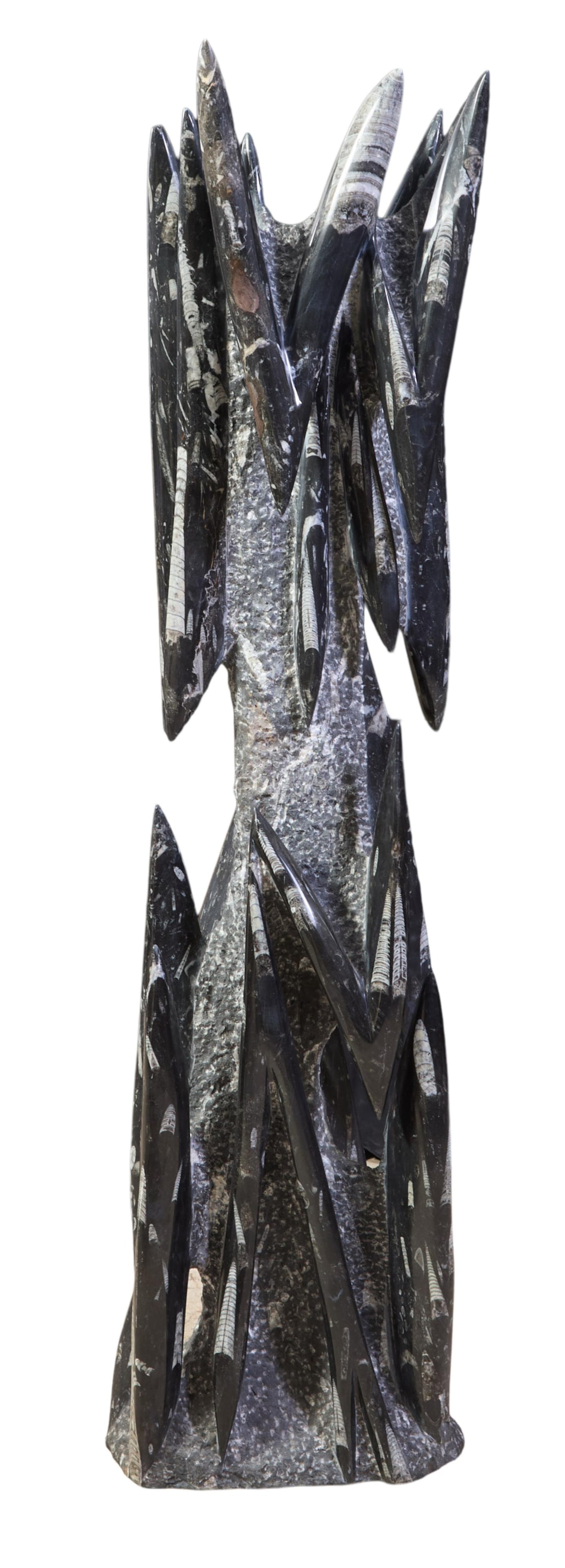 Fossilized Orthoceras Statue, H.- 61 in., W.- 13 in., D.- 9 in. (1 of 5)