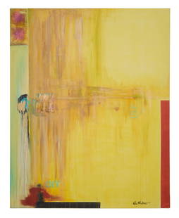 Allen Melton (American/Mississippi, b. 1964), "Untitled: Abstract," H.- 48 in., W.- 60 in.: Allen Melton (American/Mississippi, b. 1964), "Untitled: Abstract," acrylic on canvas, signed en verso, unframed, H.- 48 in., W.- 60 in.