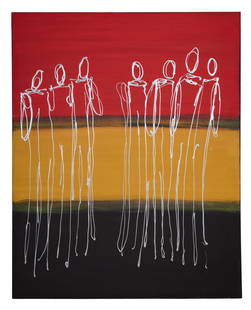 Allen Melton (American/Mississippi, b. 1964), "Untitled: Abstract,", H.- 48 in., W.- 60 in.: Allen Melton (American/Mississippi, b. 1964), "Untitled: Abstract," acrylic on canvas, signed en verso, unframed, H.- 48 in., W.- 60 in.