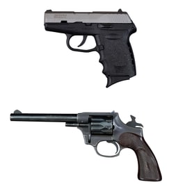 Two Handguns, Pistol- L.- Barrel- 3 in.; Revolver- L.- Barrel- 6 in. (2 Pcs.)