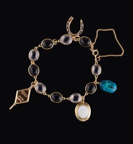 14K Yellow Gold Charm Bracelet, App. Wt.- 18 grams; L.- 7 1/4 in.