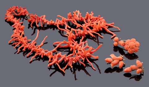Four Pieces of Coral Jewelry, App. Wt.- 46.7 grams; Necklace- L.- 18 in. (4 Pcs.)