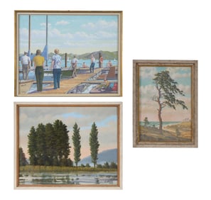 Attributed to Ellis Berg (German, 20th Century), Three Works, Dock- Sight- H.- 15 3/8 in., W.- 19