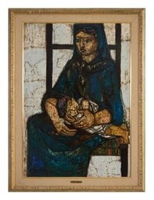 Giancarlo Isola (Italian, b. 1927), "Maternita # 3," Sight- H.- 39 3/4 in., W.- 28 in., Framed- H.-