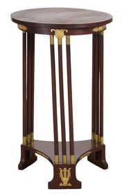 French Empire Style Ormolu Mounted Walnut Pedestal, 20th c., H.- 30 1/2 in., Dia.- 19 1/4 in.