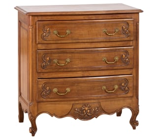French Louis XV Style Cherry Commode, 20th c., H.- 33 1/2 in., W.- 33 in., D.- 19 1/2 in.