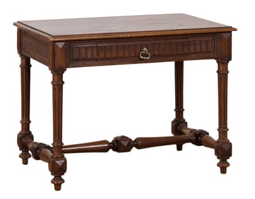 French Henri II Style Walnut Writing Desk, late 19th c., H.- 29 1/2 in., W.- 37 in., D.- 27 1/2 in.