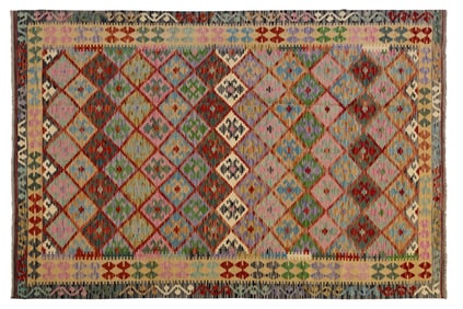 Turkish Kilim Carpet, 6' 9 x 9' 10.